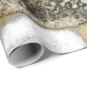 Tinte Gold Liquid Paint Gray Schwarz-weiß Abstrakt Geschenkpapier