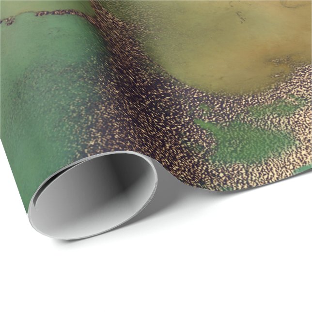 Tinte Liquid Paint Emerald Green Bronze Gold Geschenkpapier (Rolleneckpunkt)