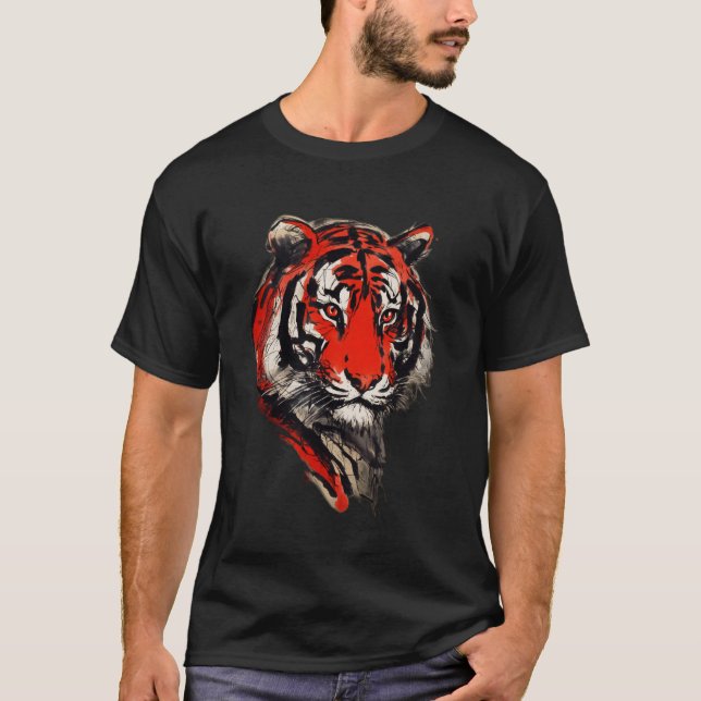 Tinte Majestät: Tiger-Whimsy T-Shirt (Vorderseite)