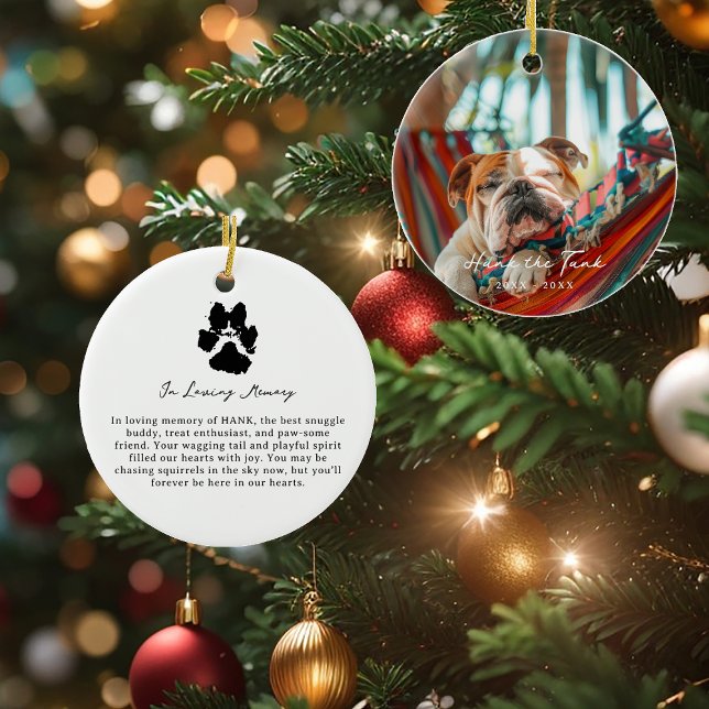 Tinte Paw Print | Benutzerdefiniertes Foto zur Mem Keramik Ornament (Von Creator hochgeladen)