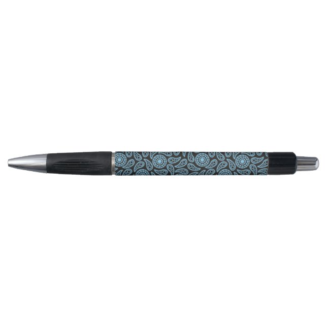 Tinte Pen Black & Blue Paisley Print Kugelschreiber (Vorderseite)