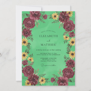 Tinte Pflaume Celadon Bemalte Hochzeit Einladung