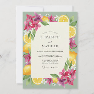 Tinte Pflaume Pink Blüten Hochzeit Einladung