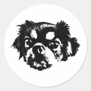 Tinte-Stil-Chihuahua-Aufkleber – Süß und einfach Runder Aufkleber