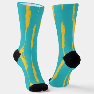 Tinte Streifen Gelb und Türkis Socken