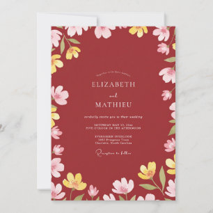 Tinte Terrakotta Wildblumen-Hochzeit Einladung