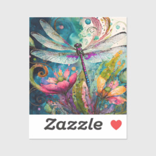Tinte und Pen Wasserfarbe Vinyl Dragonfly Aufkleber