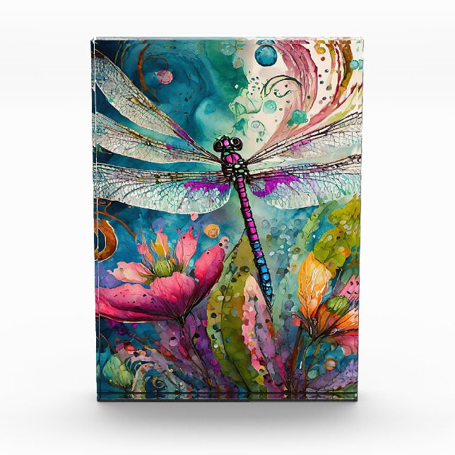 Tinte und Pen Wasserfarbendragonfly Fotoblock (Vorderseite)