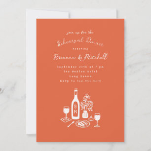 Tinte Whimsical Handgezeichnet Orange Probe Abende Einladung
