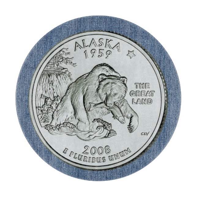 Tinted Alaska Staat Quarter Design Schneidebrett (Vorderseite)