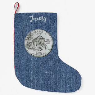 Tinted Alaska Staat Quarter Personalisiert Kleiner Weihnachtsstrumpf