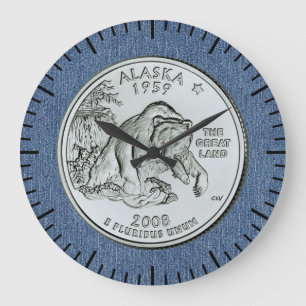 Tinted Alaska State Quarter Design Große Wanduhr