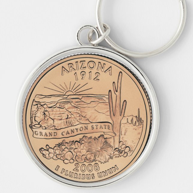 Tinted Arizona Staat Quarter Design Schlüsselanhänger (Vorne)