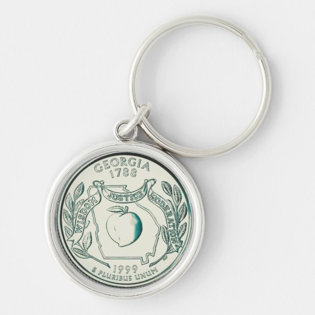 Tinted Georgia Staat Quarter Design Schlüsselanhänger (Vorne)