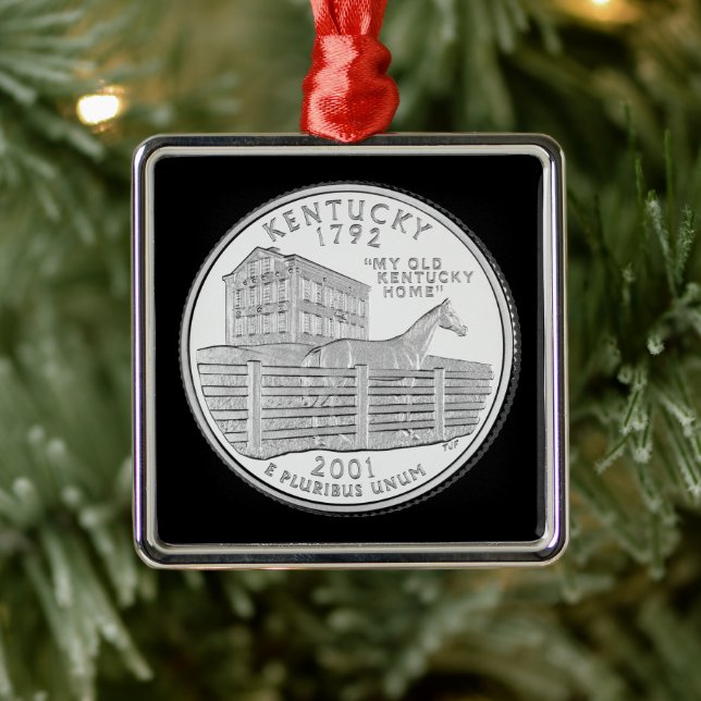 Tinted Kentucky Staat Quarter Ornament Aus Metall (Baum)