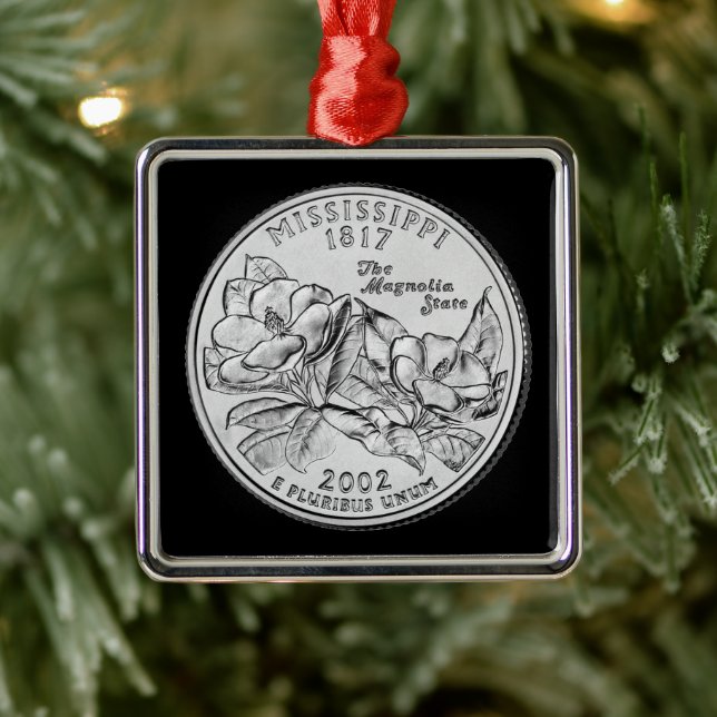 Tinted Mississippi Staat Quarter Ornament Aus Metall (Baum)