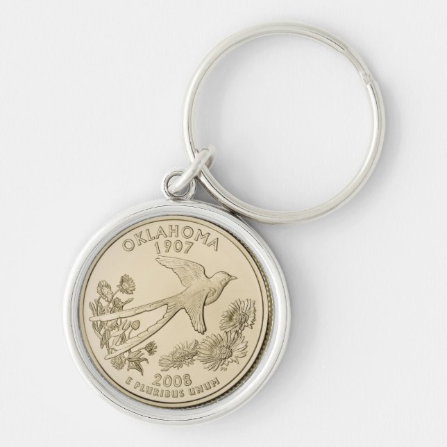 Tinted Oklahoma Staat Quarter Design Schlüsselanhänger (Vorne)