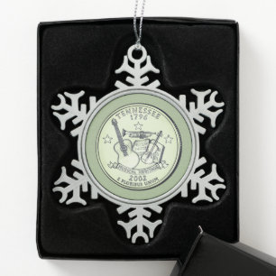 Tinted Tennessee Staat Quarter Schneeflocken Zinn-Ornament