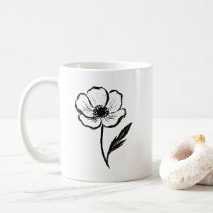 Tinten-Anemone Minimalistische Blumen-Pinselstrich Kaffeetasse