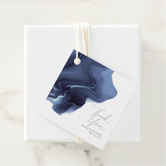 Tinten Flow Wedding Danke Blue ID762 Geschenkanhänger (Beispiel)