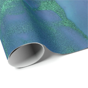 Tinten-flüssige Farben-blaues Smaragdsaphir-Grün Geschenkpapier