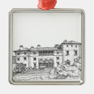 Tinten-Gebäudezeichnen Silbernes Ornament
