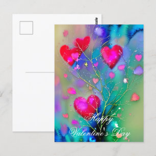 Tinten- und Wassertraum der Herzen Valentinstag Postkarte