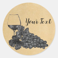 Tinten-Wein-Glas-Trauben-alter Papierhintergrund