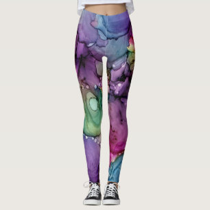 Tintenfarbige mehrfarbige Alkohol-Tinte Flüssige a Leggings