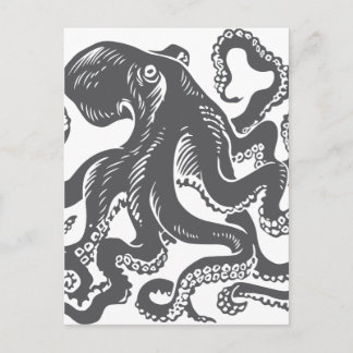 Tintenfisch 1 schwarz postkarte