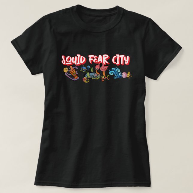 Tintenfisch Angst Stadt am Wasserloch T-Shirt (Design vorne)