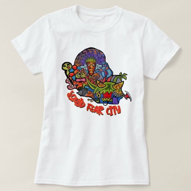 Tintenfisch Angst Stadtmonster-Mash T-Shirt (Design vorne)