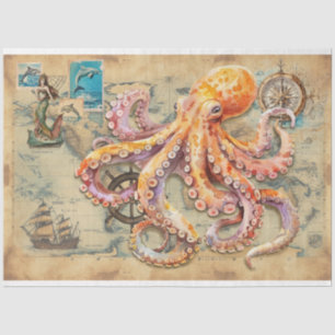 Tintenfisch auf Karte Seidenpapier