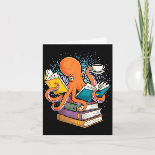 Tintenfisch Buch lesender Leser Ozean lustig Karte