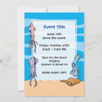 Tintenfisch Cartoon Einladung