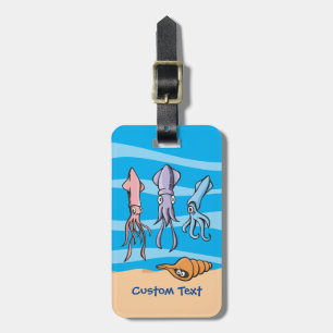 Tintenfisch Cartoon Gepäckmarke Gepäckanhänger