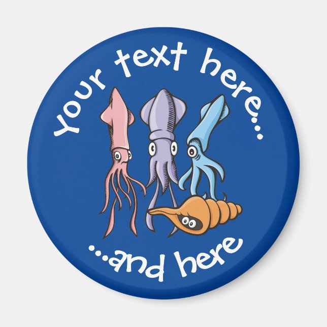 Tintenfisch Cartoon Magnet (Vorne)