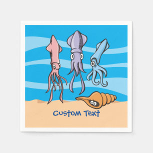 Tintenfisch Cartoon Serviette