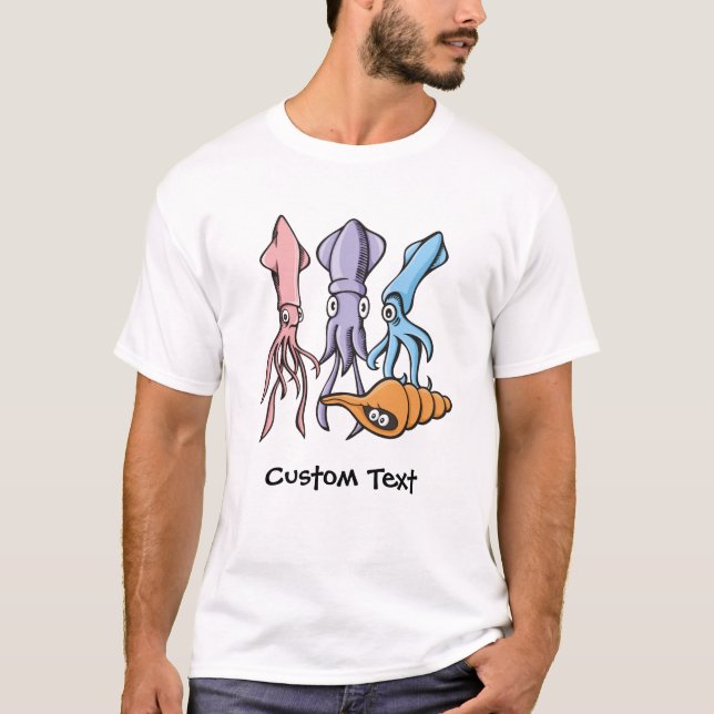 Tintenfisch Cartoon T-Shirt (Vorderseite)