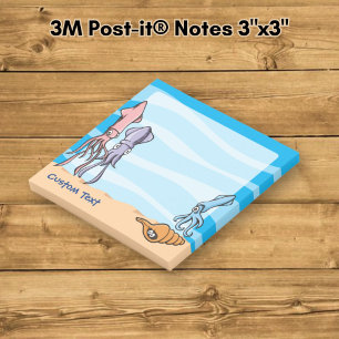 Tintenfisch-Cartoons Drei süße Tintenfisch-Cartoon Post-it Klebezettel