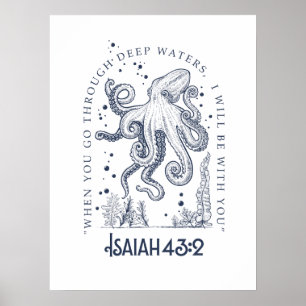 Tintenfisch Christliches Design Tiefe Gewässer Jes Poster