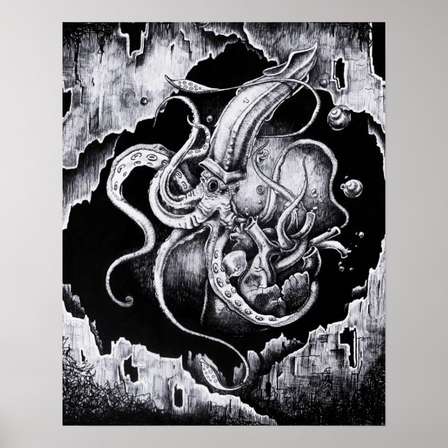 Tintenfisch gefährden poster (Vorne)