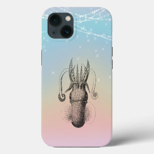 Tintenfisch-Illustration auf Regenbogen-Pastell mi Case-Mate iPhone Hülle
