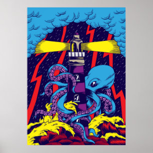 Tintenfisch-Illustration Poster