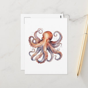 Tintenfisch im Aquarellstil Postkarte
