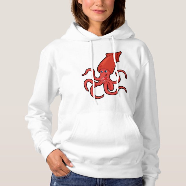 Tintenfisch im Poker mit Poker-Karten Hoodie (Vorderseite)