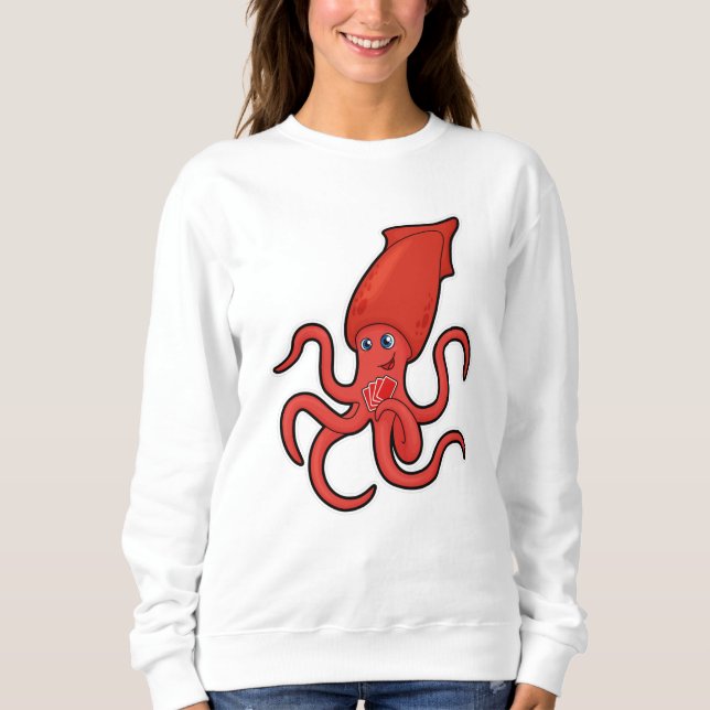Tintenfisch im Poker mit Poker-Karten Sweatshirt (Vorderseite)