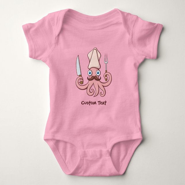 Tintenfisch Koch Cartoon Baby Strampler (Vorderseite)