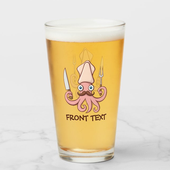Tintenfisch Koch Cartoon Glas (Vorne (Gefüllt))