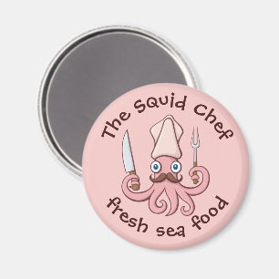 Tintenfisch Koch Cartoon Magnet